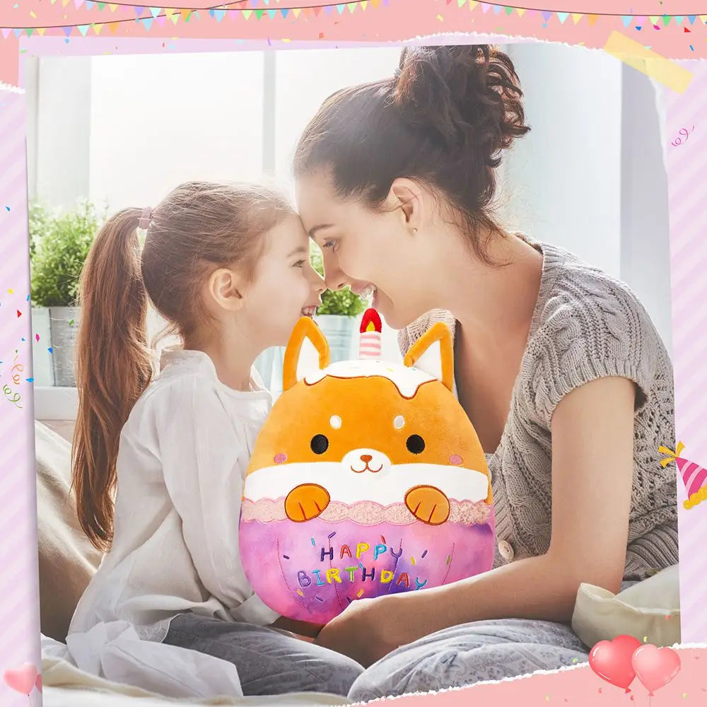 30cm Stuffed Animals Throw Pillows Akita Dog with Purple eggshell Cute Blue Birthday Gifts Easy To Clean Kawaii Plush Toy Easter