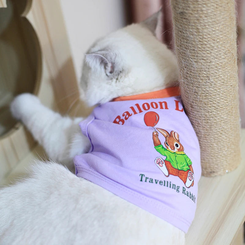 Summer Pet Dog Clothes For Small Medium Dog York Teddy Chihuahua Puppy Vest Sleeve T-shirt Cute Rabbit Purple Yellow Dog Costume