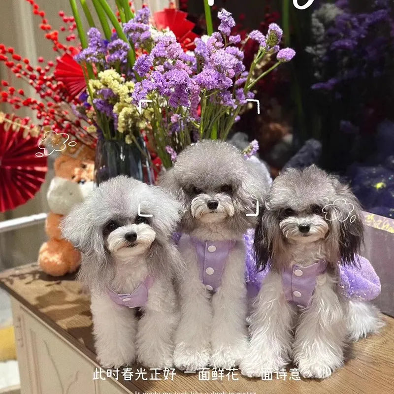 Handmade Dog Clothes Pet Supplies Light Purple Sequin Princess Dress Summer Cute Slip Puffy Skirt Celebration Evening Party
