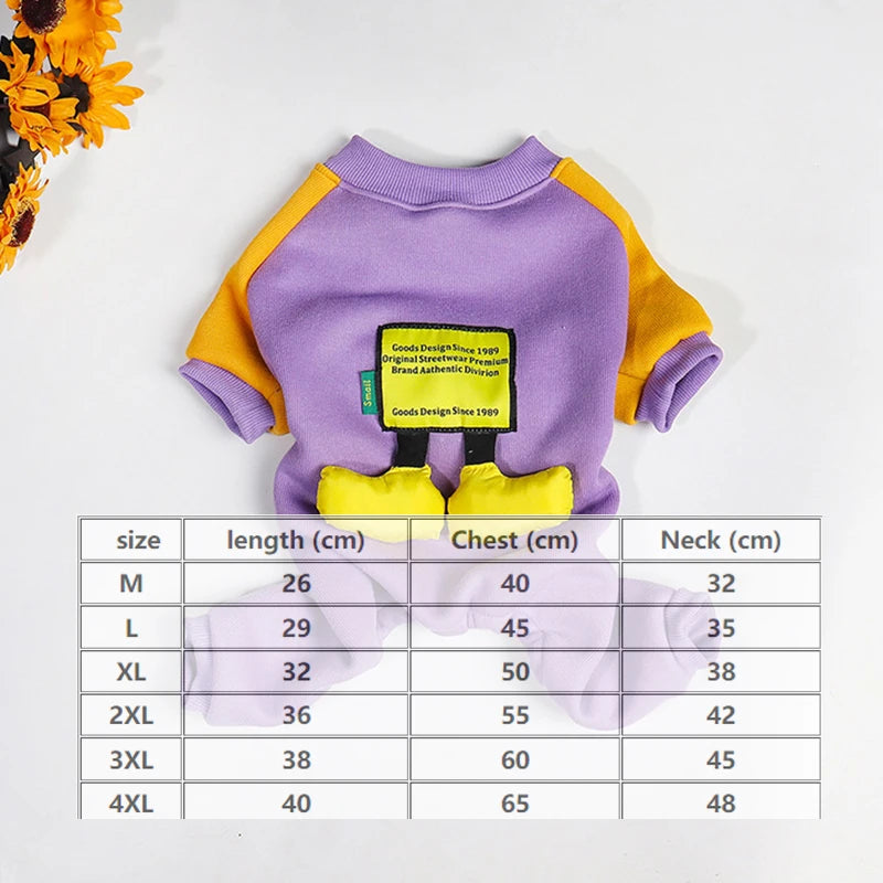 Purple Cotton Pet Clothes Embroidered Sweater Warm Thickened Dog Clothes Fashion Puppy Clothes Winter Fashion Puppy Clothes