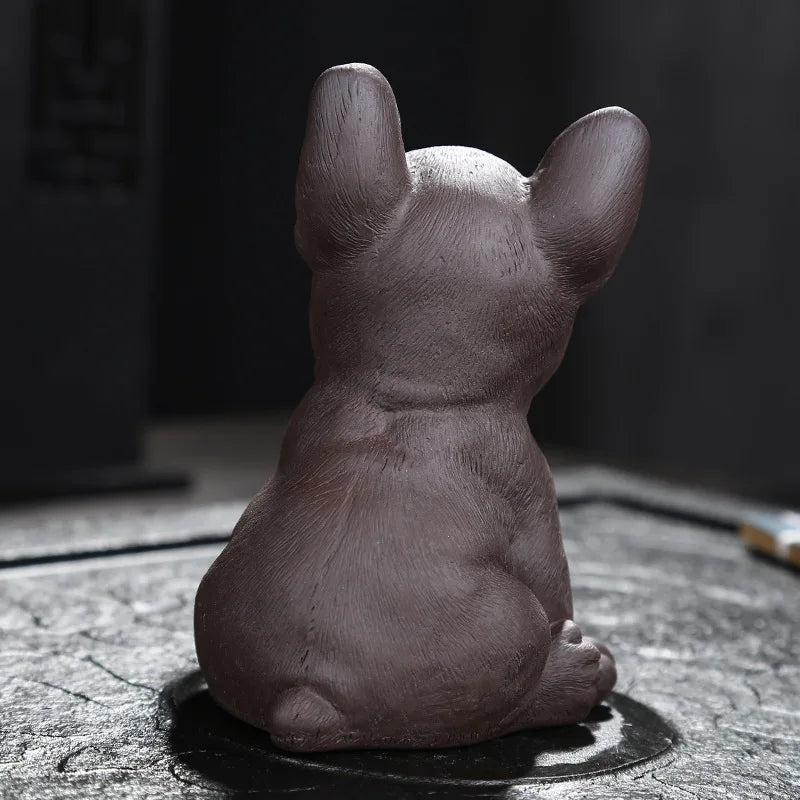 Purple Clay Dog Ceramic Animal Figurines Zisha Tea Pet Little Bulldog Crafts Household Office Tea Accessories Decoration Tea Toy