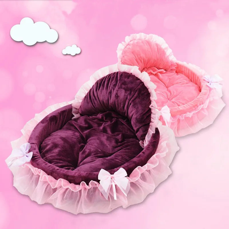 Kawaii Pink Purple Pet Mats Houses For Cat Dog Puppy Warm Cat Bed Dog House Beds Windproof Pet Mat Puppy Nest Pet Products Decor