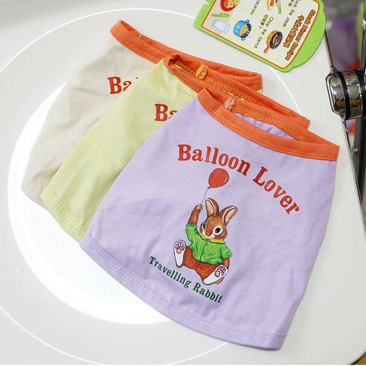 Summer Pet Dog Clothes For Small Medium Dog York Teddy Chihuahua Puppy Vest Sleeve T-shirt Cute Rabbit Purple Yellow Dog Costume