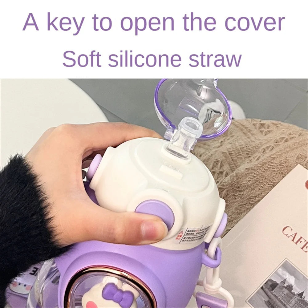 Water Bottle High Temperature And Low Temperature Resistance Purple Childrens Water Cup Student Supplies Convenient Kettle White