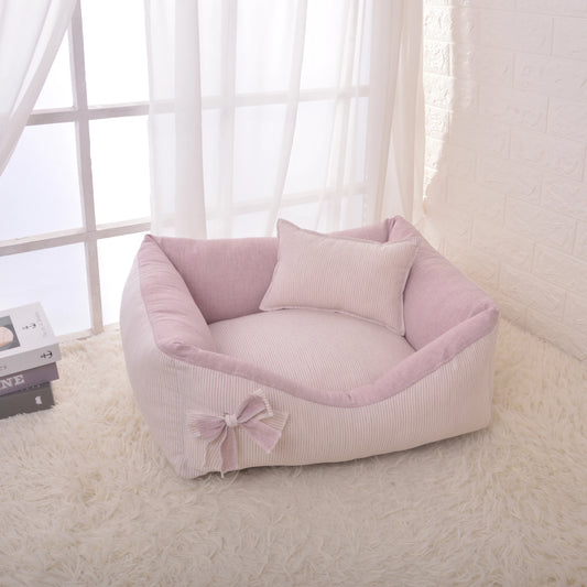 Purple Pet Bed Cotton And Linen Material Pet Sofa Safe And Comfortable Dog Kennel