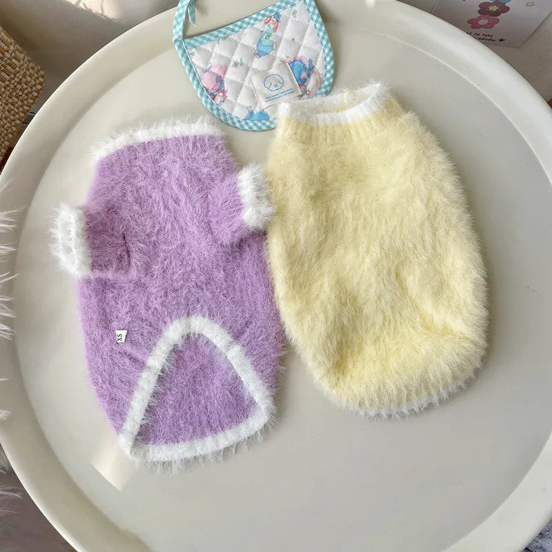 Blank Fleece Dog Sweater Coat, Warm Pet Dog Clothes, Small Medium Dogs, Purple, Yellow Pups Jumper, Pullover, Winter Jacket, L