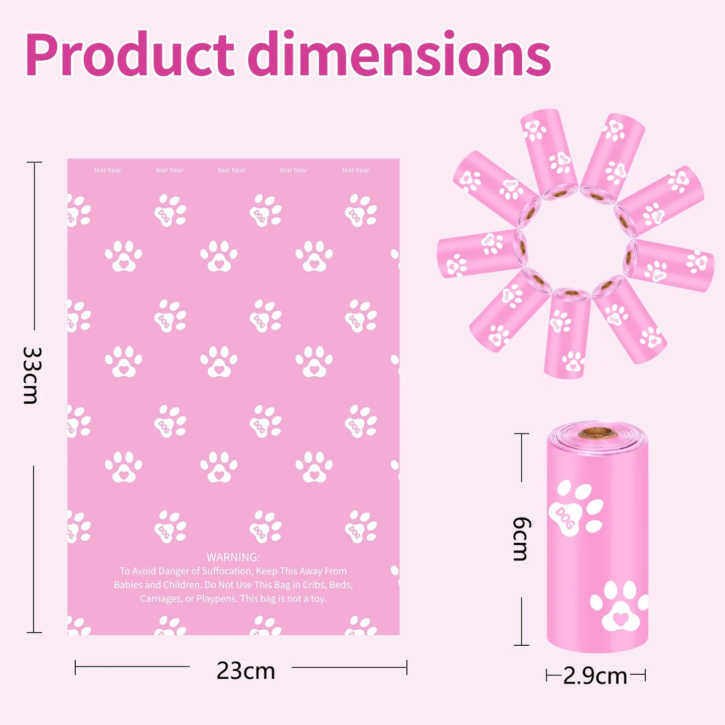 Environmentally friendly and biodegradable dog manure bag dispenser 15 bags per roll