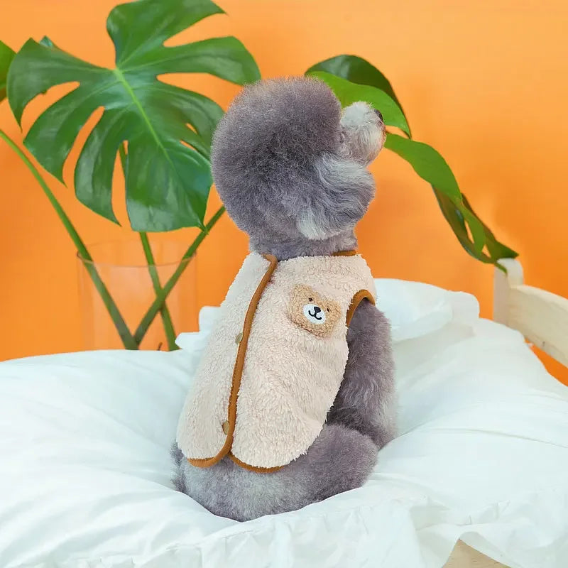 Coffee Purple Plush Dog Clothes Winter Cute Waistcoat Fashion Pet Clothing Pomeranian Dog Warm Cardigan Velvet Vest Dog Products