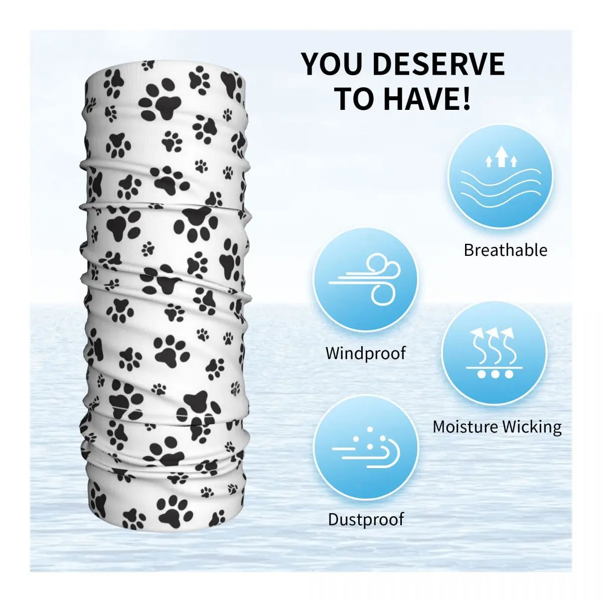 Dog Paw Pattern Bandana Neck Gaiter Printed Wrap Scarf Multi-use Balaclava Fishing for Men Women Adult Winter