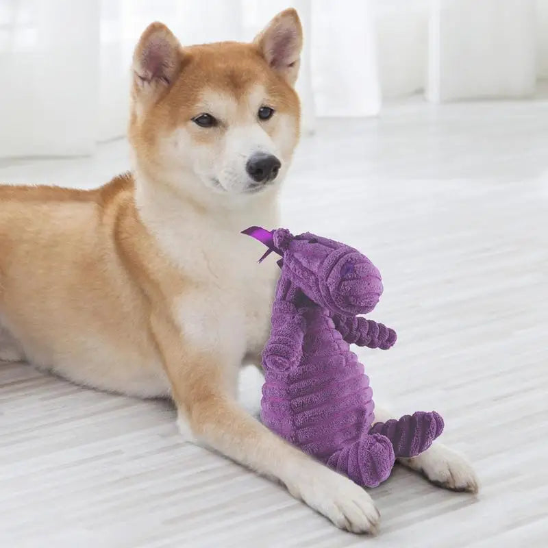 Squeaky Chew Toys For Dogs Interactive Stuffed Pet Chewing Toys With Squeaker Purple Donkey Plush Doll Enrichment Toy For Dogs