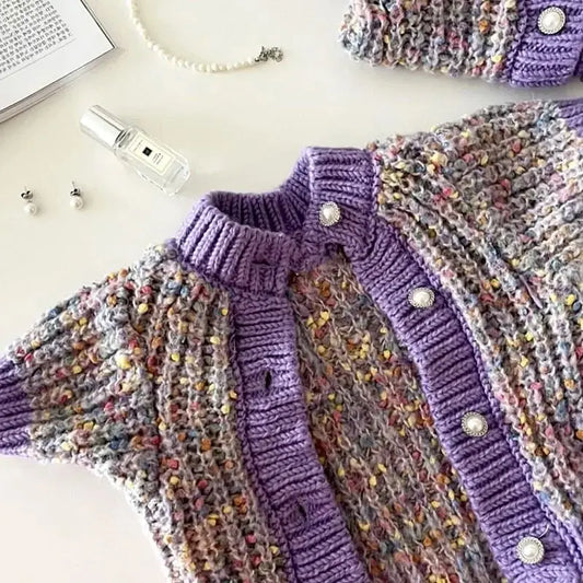 Purple Pet Sweaters Dog Knits Teddy Winter Warm Clothing Yorkshire Chihuahua Casual Open Button Small Dog Clothes Pet Products