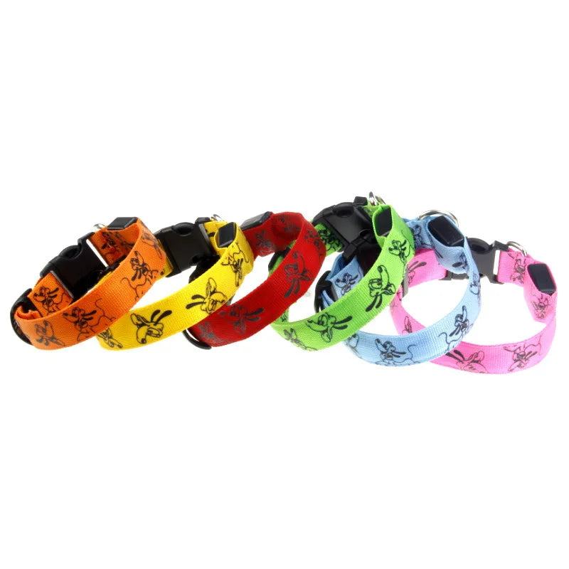 LED Dog Collar Light Night Safety Nylon Pet Dog Collar Glowing Luminous Collar Perro Luz Bright Dog Collar Electronic Pets Items