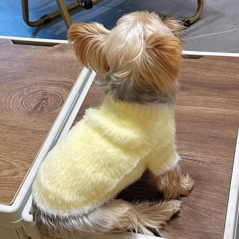 Blank Fleece Dog Sweater Coat, Warm Pet Dog Clothes, Small Medium Dogs, Purple, Yellow Pups Jumper, Pullover, Winter Jacket, L