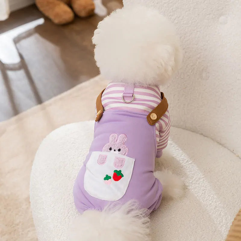 Purple Rabbit Pet Clothing Can be Used for Towing Small Dogs Carrying Pants Winter Warm Clothes Popular one-piece Clothing
