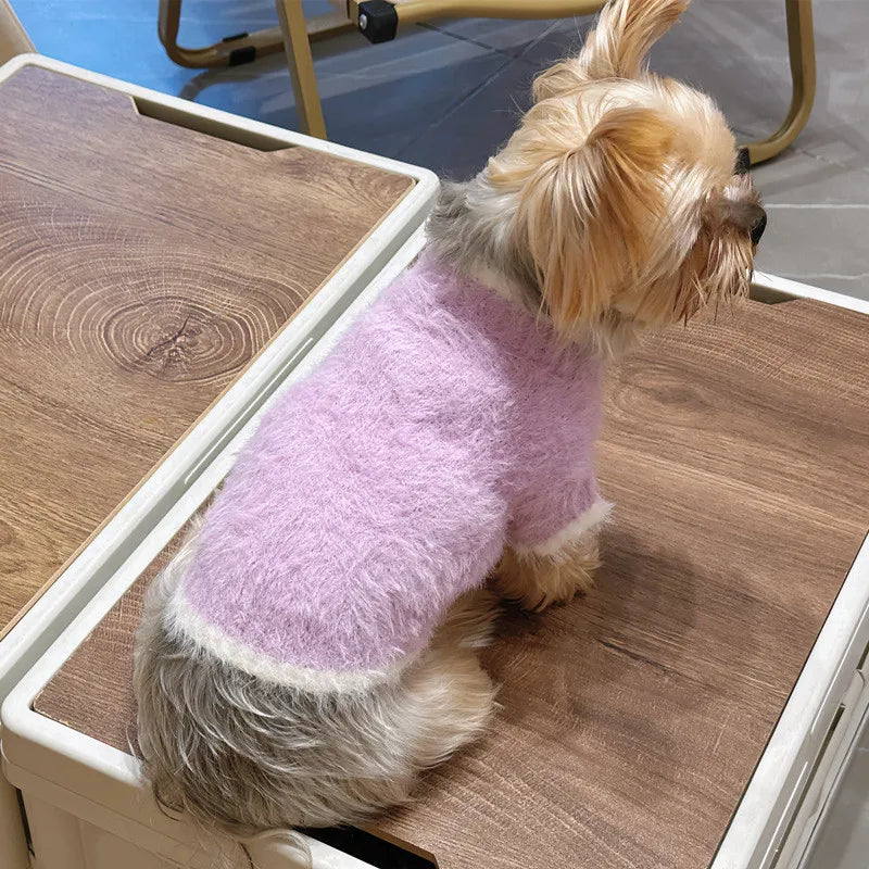Blank Fleece Dog Sweater Coat, Warm Pet Dog Clothes, Small Medium Dogs, Purple, Yellow Pups Jumper, Pullover, Winter Jacket, L