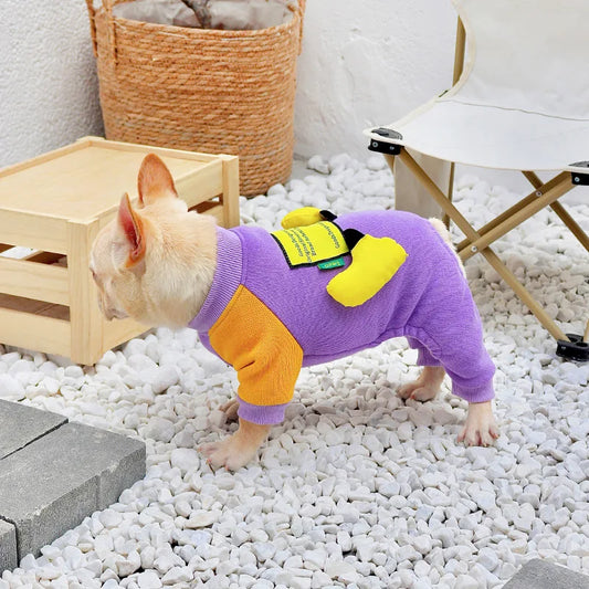 Purple Cotton Pet Clothes Embroidered Sweater Warm Thickened Dog Clothes Fashion Puppy Clothes Winter Fashion Puppy Clothes