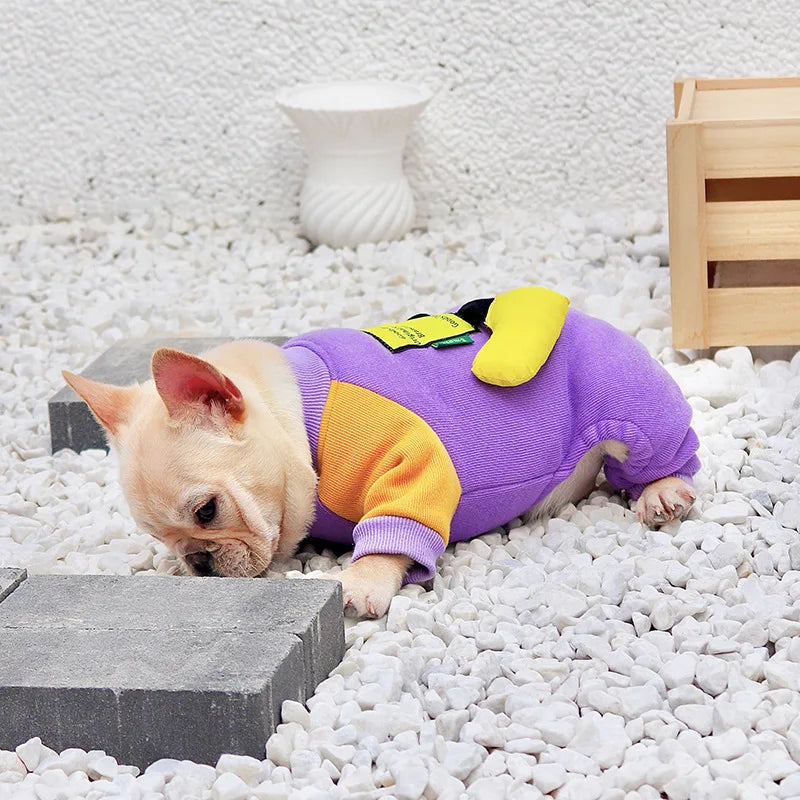 Purple Cotton Pet Clothes Embroidered Sweater Warm Thickened Dog Clothes Fashion Puppy Clothes Winter Fashion Puppy Clothes