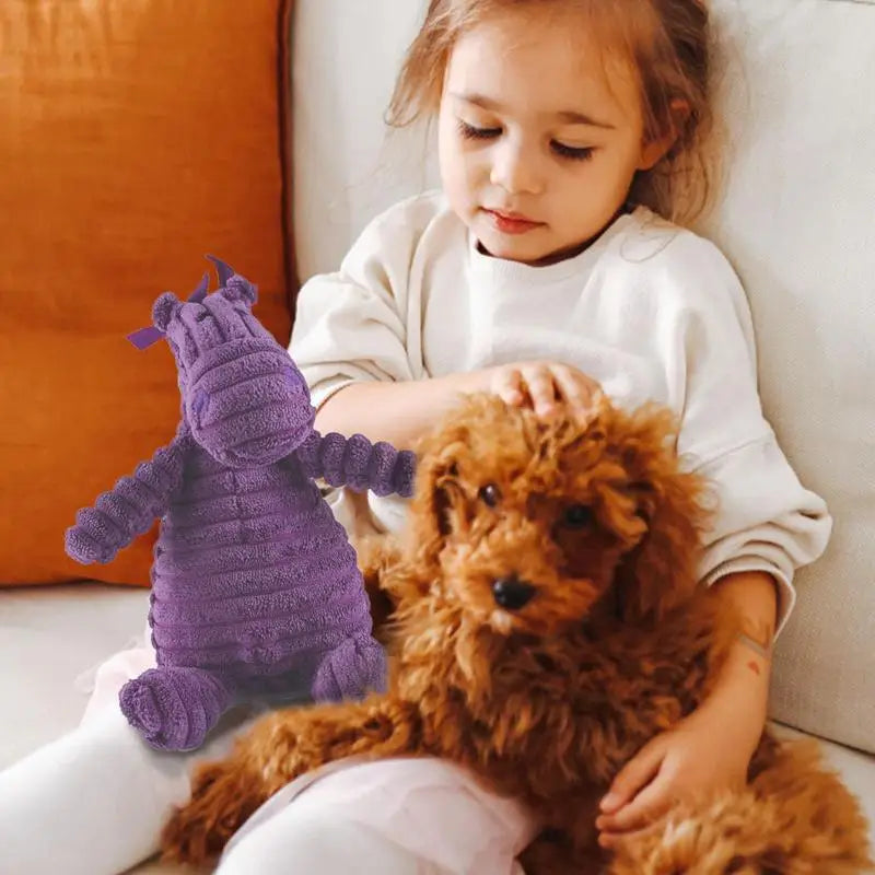 Squeaky Chew Toys For Dogs Interactive Stuffed Pet Chewing Toys With Squeaker Purple Donkey Plush Doll Enrichment Toy For Dogs