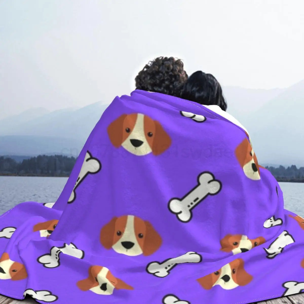 Purple Dog And Bone Knitted Blankets Flannel cute animal Lightweight Thin Throw Blankets for Car Sofa Couch Bed Rug