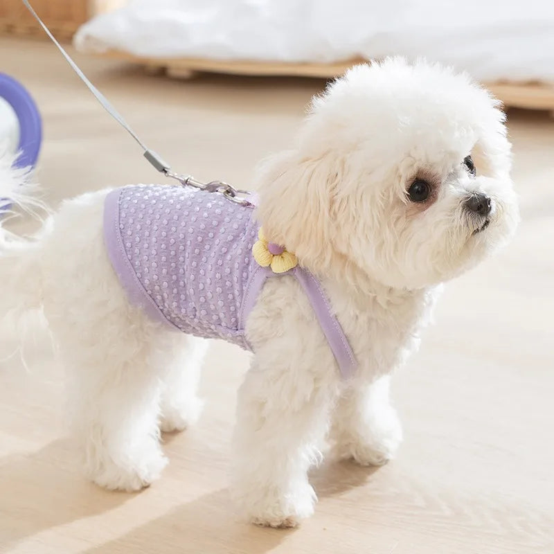 3D Sunflower Dog Clothing Summer New Pet Vest Puppy Purple Sling Clothes Cute Pomeranian Two Legged T-shirt Pet Supplies