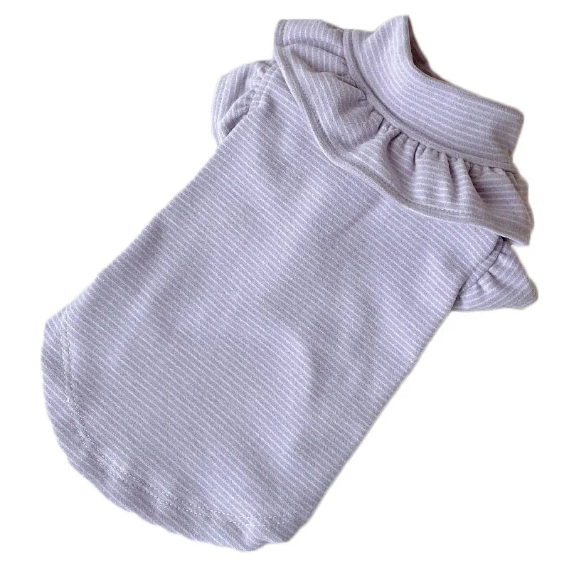 Stripped Purple Hoodies Flying Sleeve Pet Dog Clothes Spring Autumn Turtleneck Dog Sweatshirt Tshirt For Small Dogs Chihuahua XL