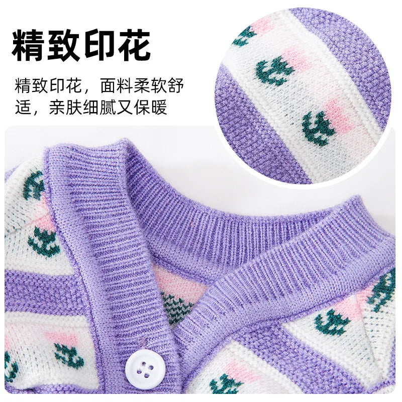 Dog Pet Clothing Tulip Knit Sweaters for Dogs Clothes Cat Small Flower Print Cute Winter Purple Warm Girl Yorkshire Accessories