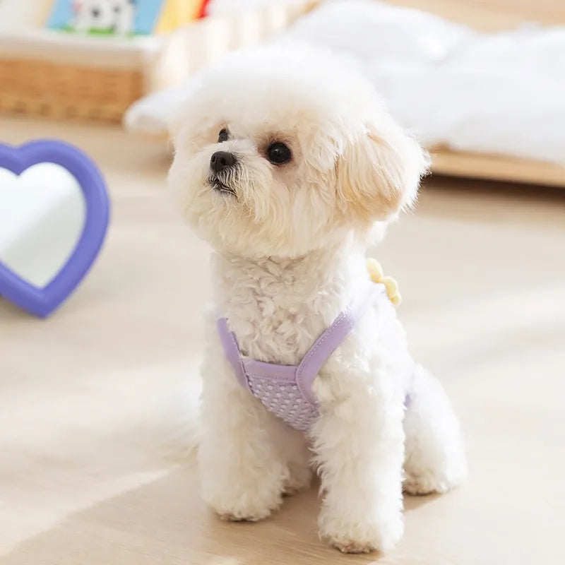 3D Sunflower Dog Clothing Summer New Pet Vest Puppy Purple Sling Clothes Cute Pomeranian Two Legged T-shirt Pet Supplies