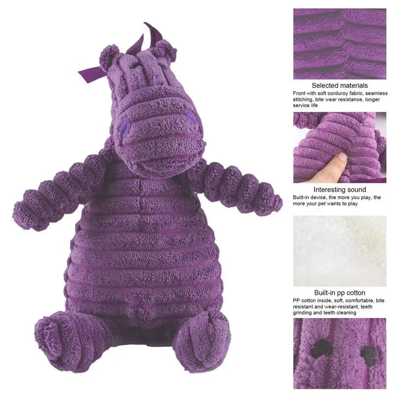 Squeaky Chew Toys For Dogs Interactive Stuffed Pet Chewing Toys With Squeaker Purple Donkey Plush Doll Enrichment Toy For Dogs