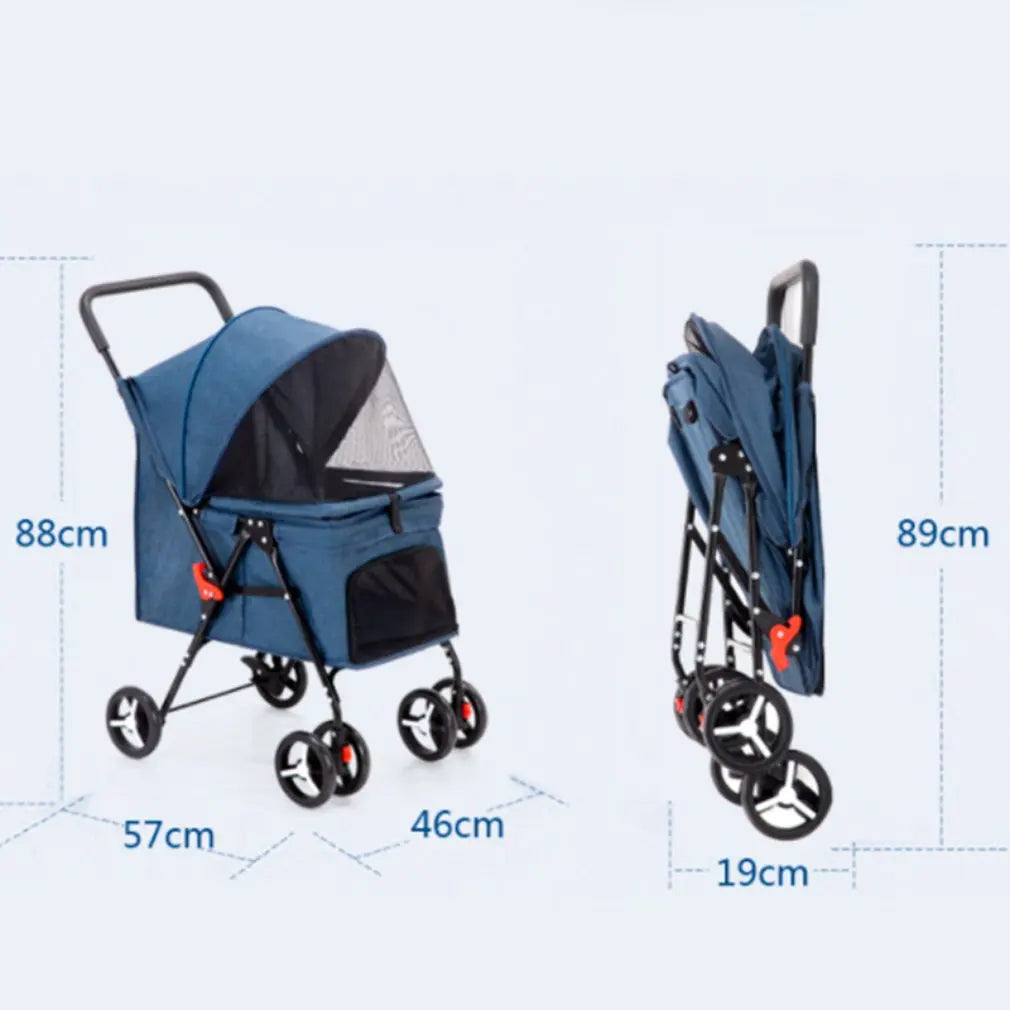 Foldable Pet Stroller Portable Dog Cat Trolley Breathable Carrier for Dog Kitten Travel Walking Outdoor Cat Dog Accessories
