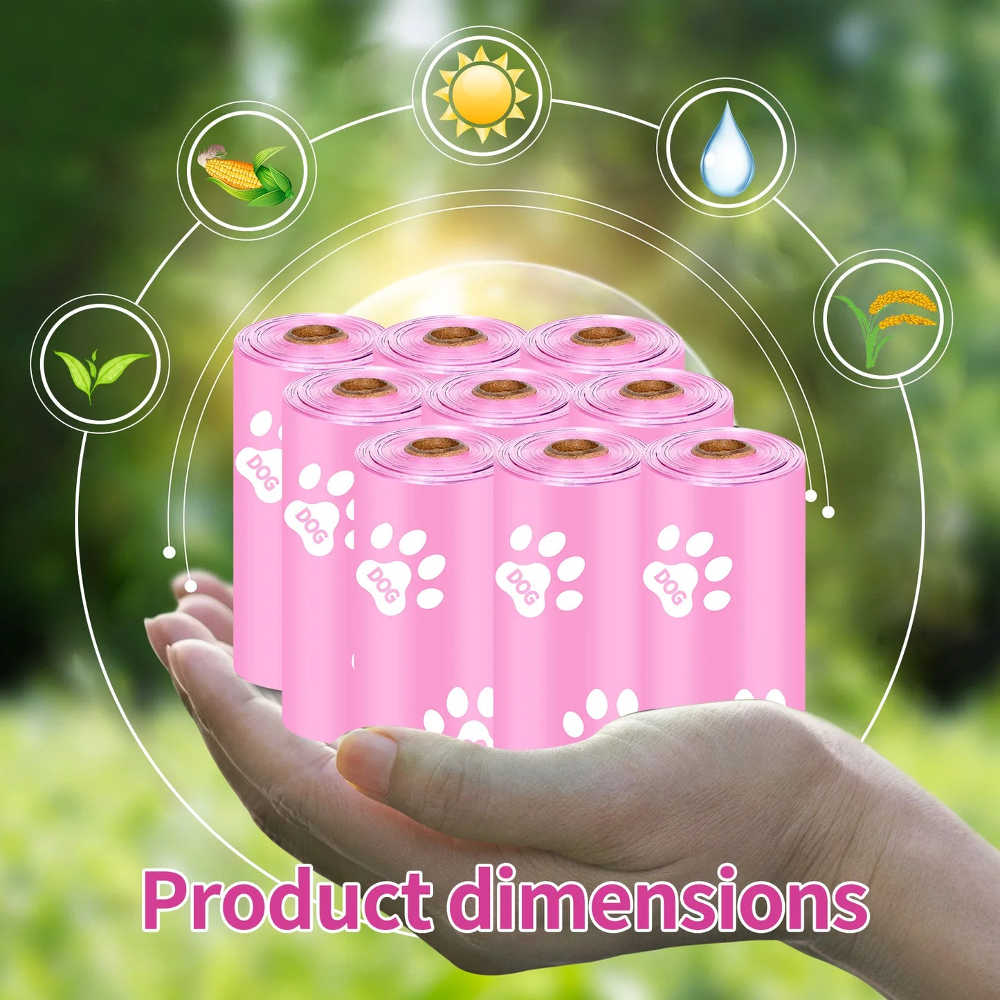 Environmentally friendly and biodegradable dog manure bag dispenser 15 bags per roll