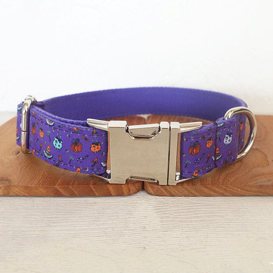 Pet Purple Halloween Print Dog Collar